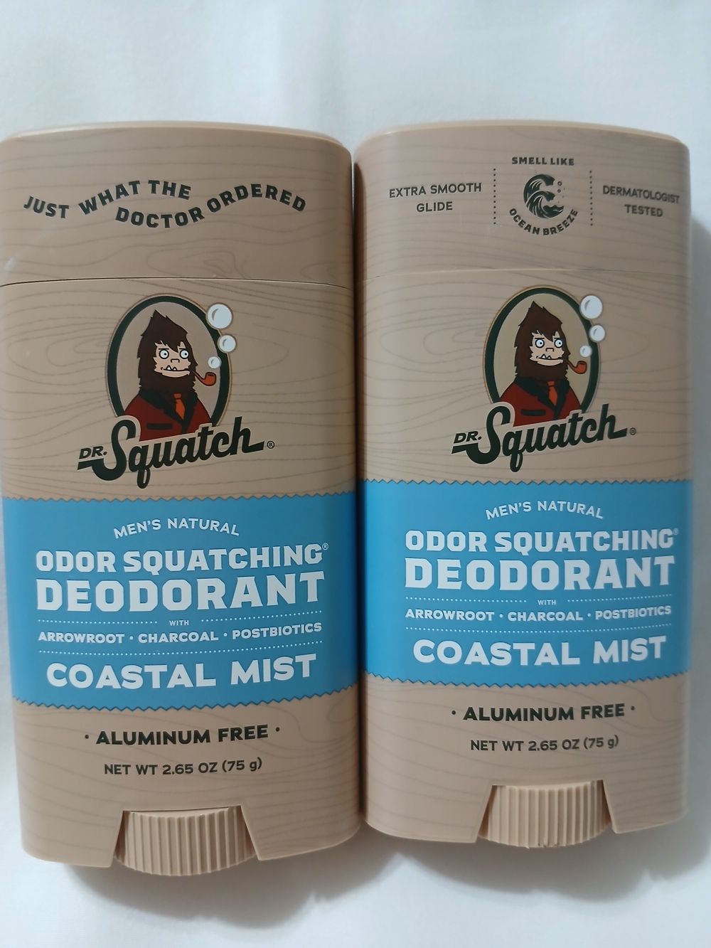 New- Dr Squatch-Coastal Mist Men’s Natural Deodorant - Tan & Blue-2 Set